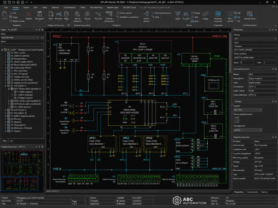 PLC and field IO electrical overview drawing.